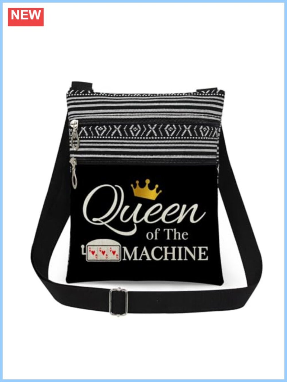 Polyester Crossbody Bag Adjustable Strap Double Zipper Sling